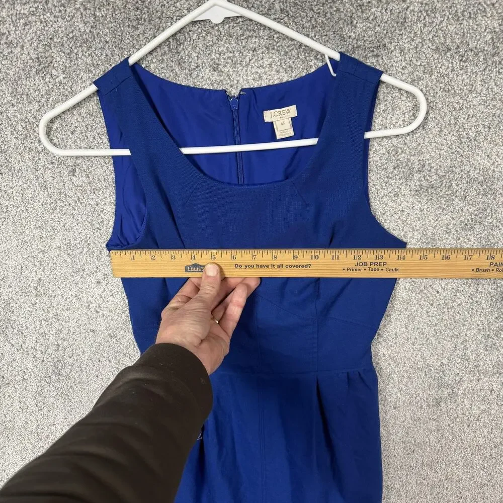 J Crew Shift Dress Size 00 Blue Wool Blend Scoop Neck Lined Quiet Luxury Chic